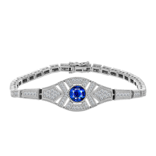 Pulsera de Plata con Zafiro Azul Australiano y Topacio Blanco