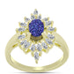 Anillo de Plata Bañada en Oro con Drusa Purpura y Zircón Blanco
