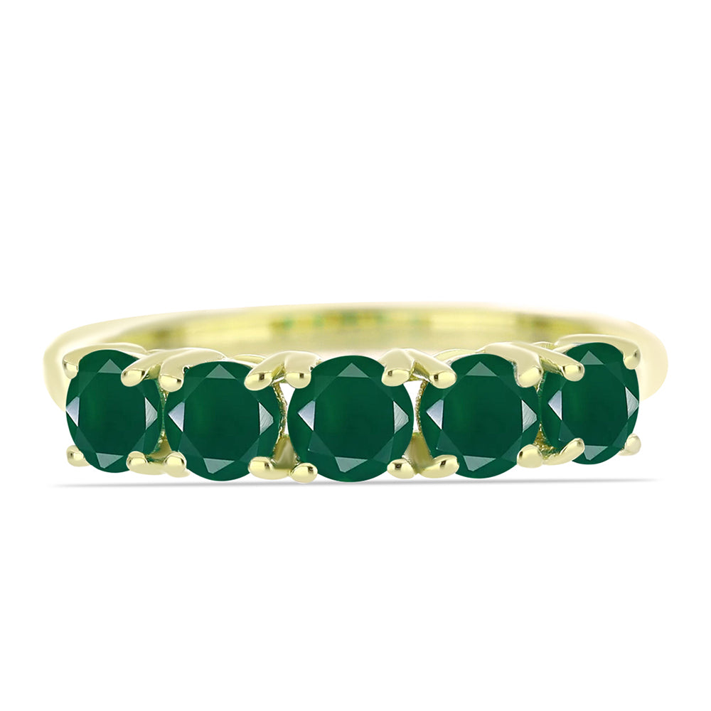 Anillo de Plata Bañada en Oro con Ágata Verde 1 