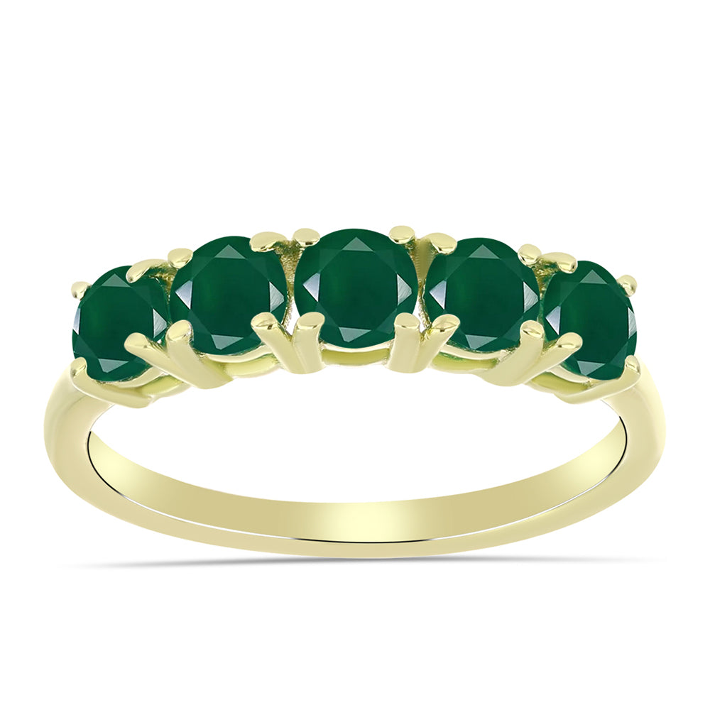Anillo de Plata Bañada en Oro con Ágata Verde