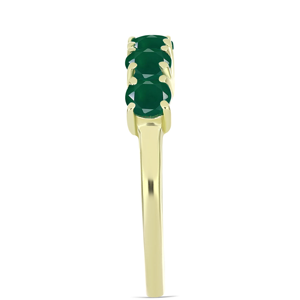 Anillo de Plata Bañada en Oro con Ágata Verde