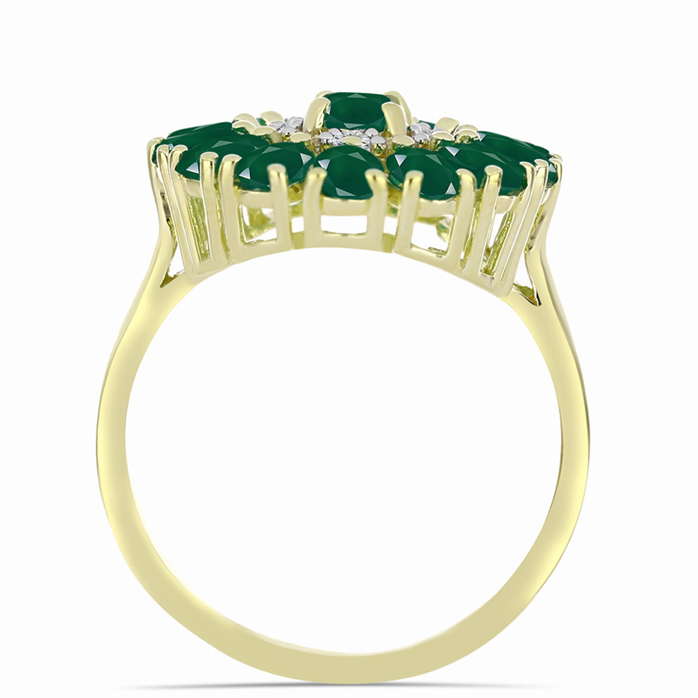 Anillo de Plata Bañada en Oro con Ágata Verde