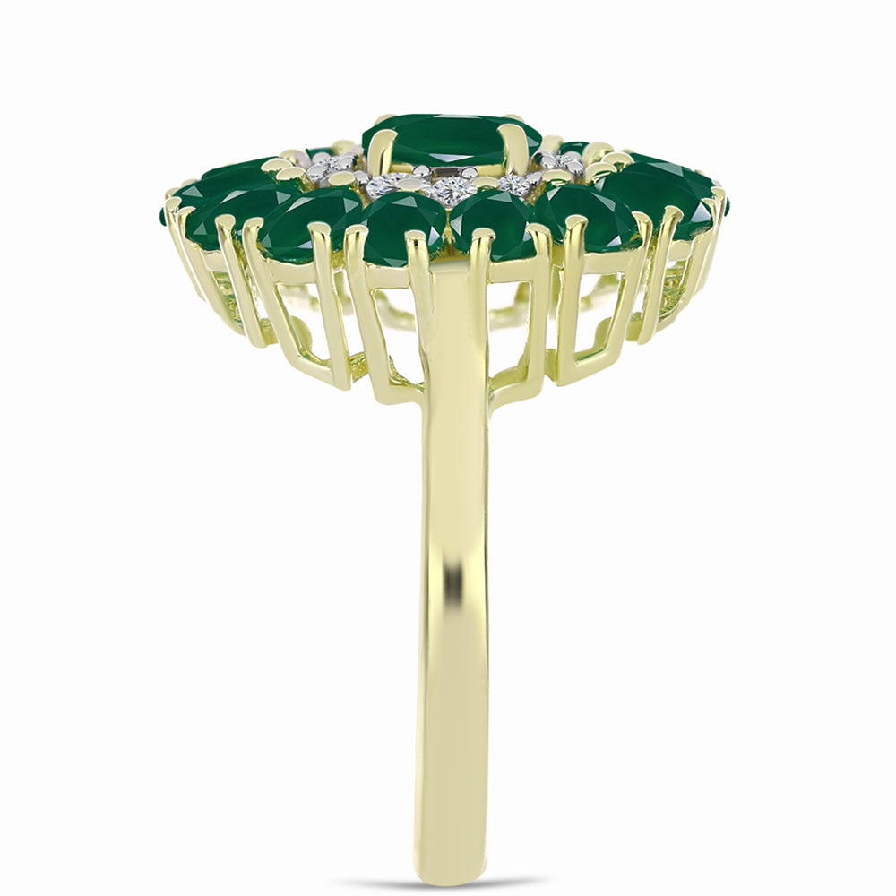 Anillo de Plata Bañada en Oro con Ágata Verde