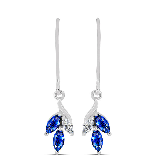 Pendientes de Plata con Zafiro Azul Australiano y Topacio Blanco