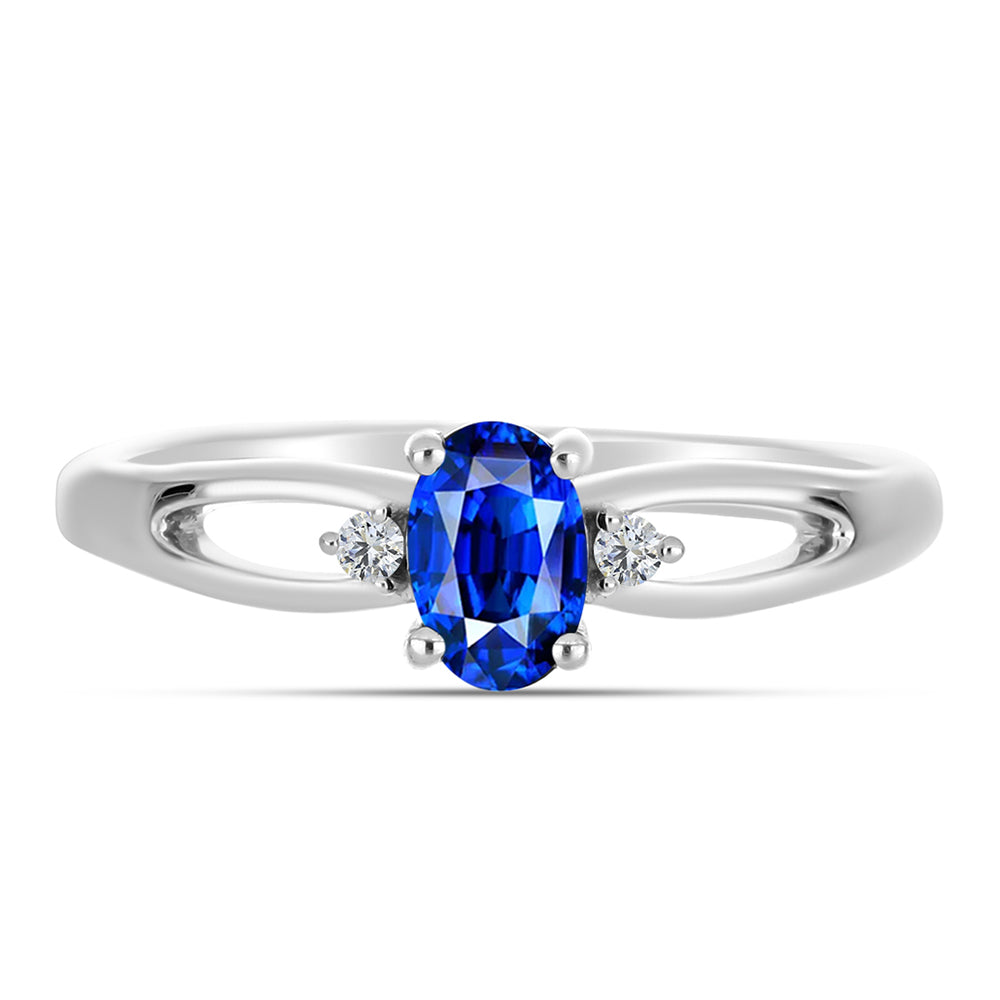 Anillo de Plata con Zafiro Azul Australiano y Topacio Blanco 1 