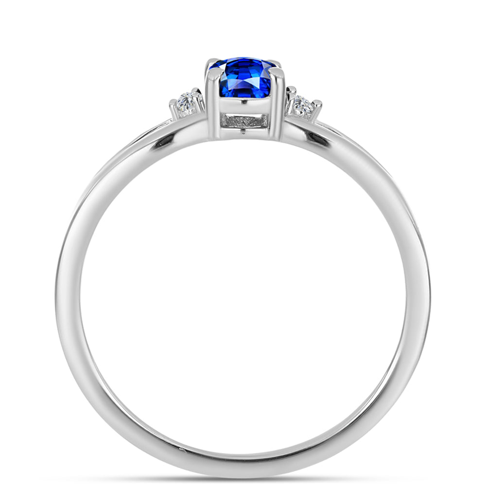 Anillo de Plata con Zafiro Azul Australiano y Topacio Blanco 2 