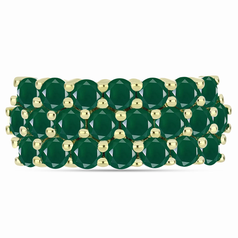 Anillo de Plata Bañada en Oro con Ágata Verde 1 