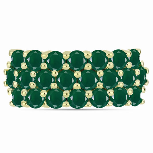 Anillo de Plata Bañada en Oro con Ágata Verde