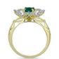 Anillo de Plata Bañada en Oro con Ágata Verde y Topacio Blanco