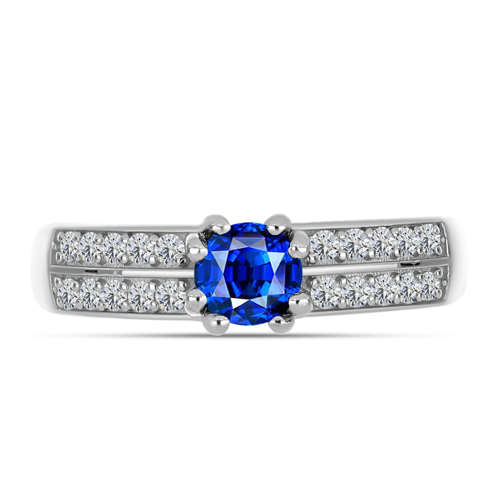 Anillo de Plata con Zafiro Azul Australiano y Topacio Blanco