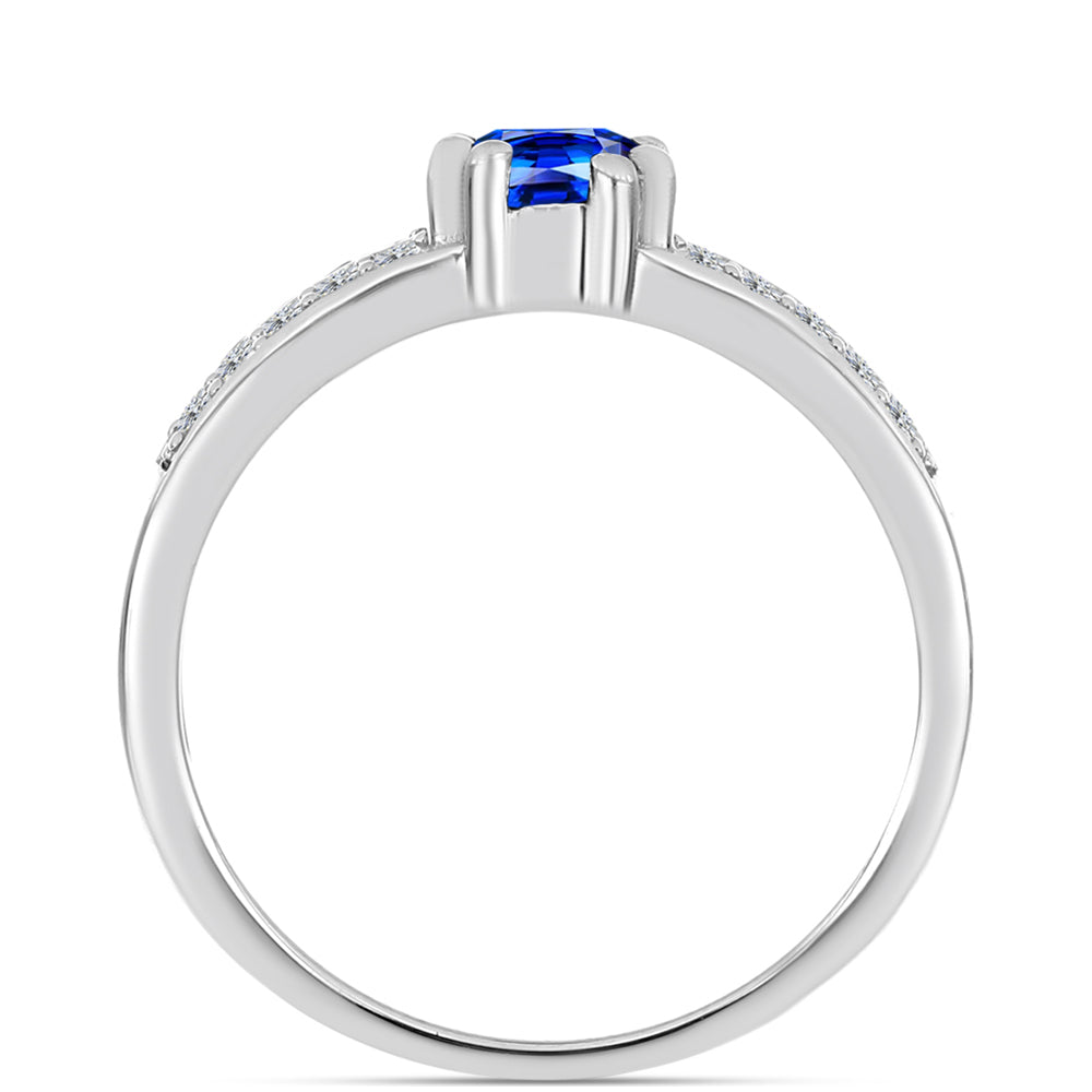 Anillo de Plata con Zafiro Azul Australiano y Topacio Blanco