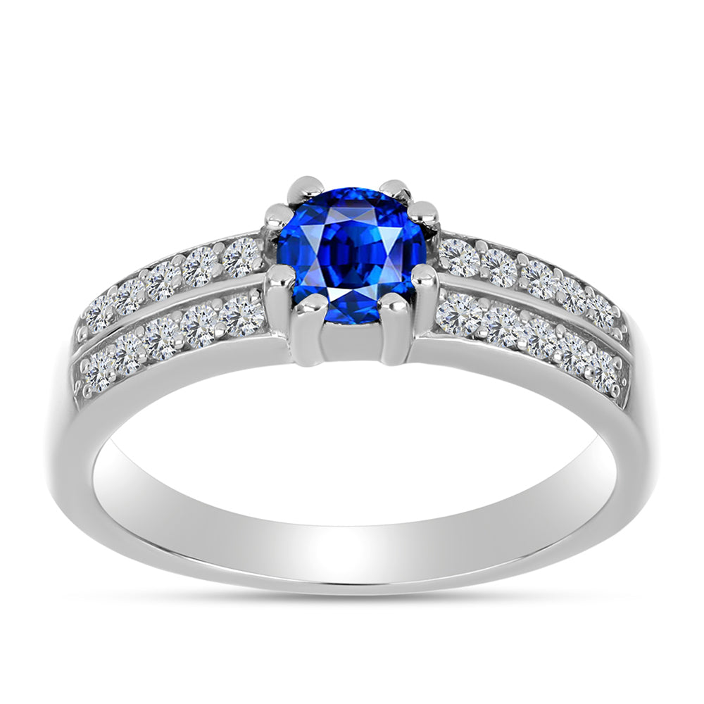 Anillo de Plata con Zafiro Azul Australiano y Topacio Blanco 3 