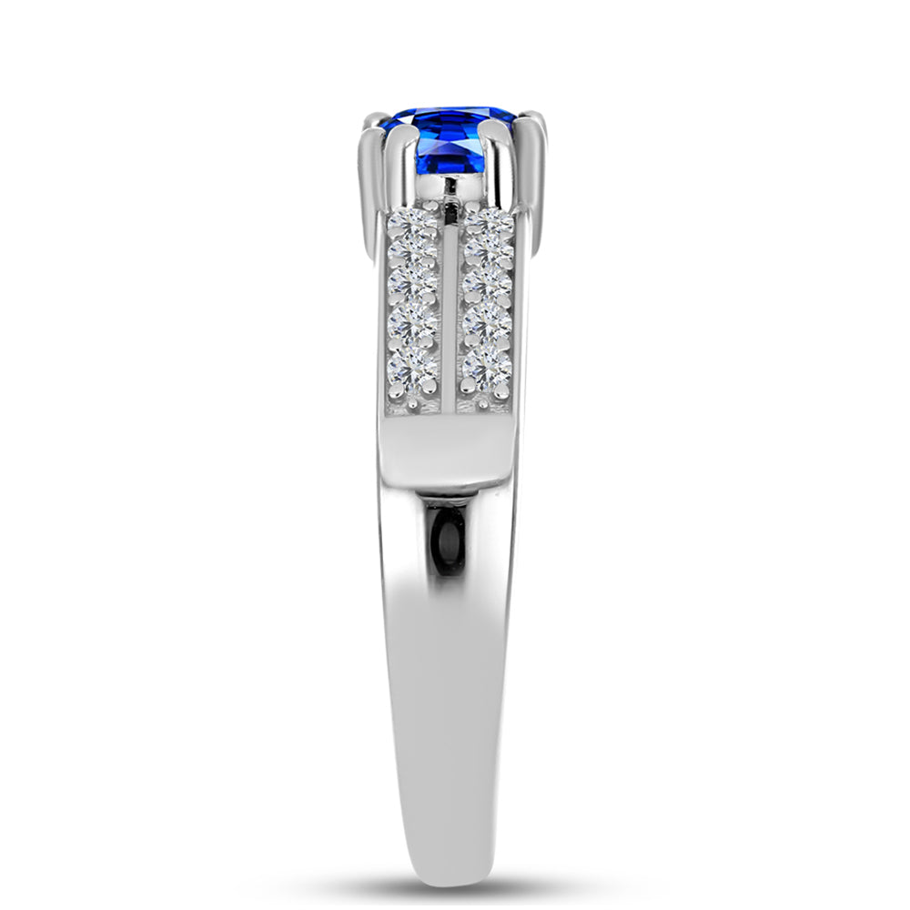 Anillo de Plata con Zafiro Azul Australiano y Topacio Blanco
