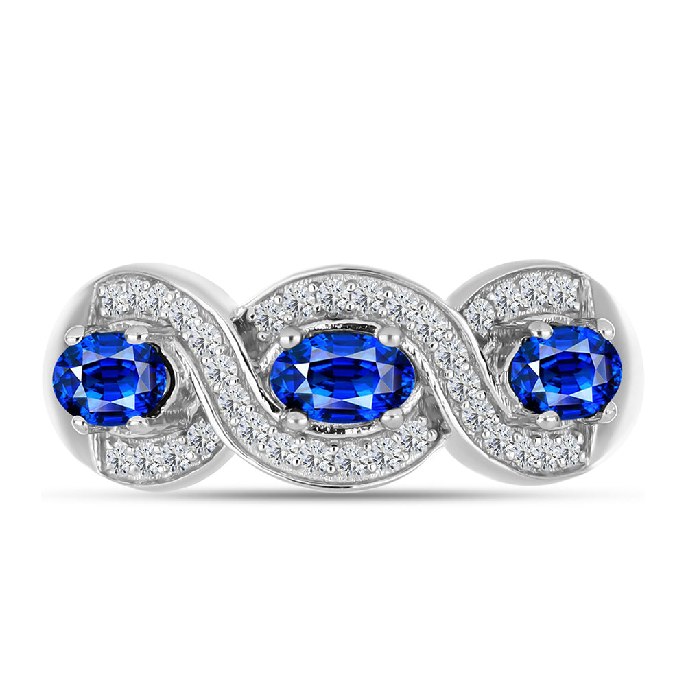 Anillo de Plata con Zafiro Azul Australiano y Topacio Blanco