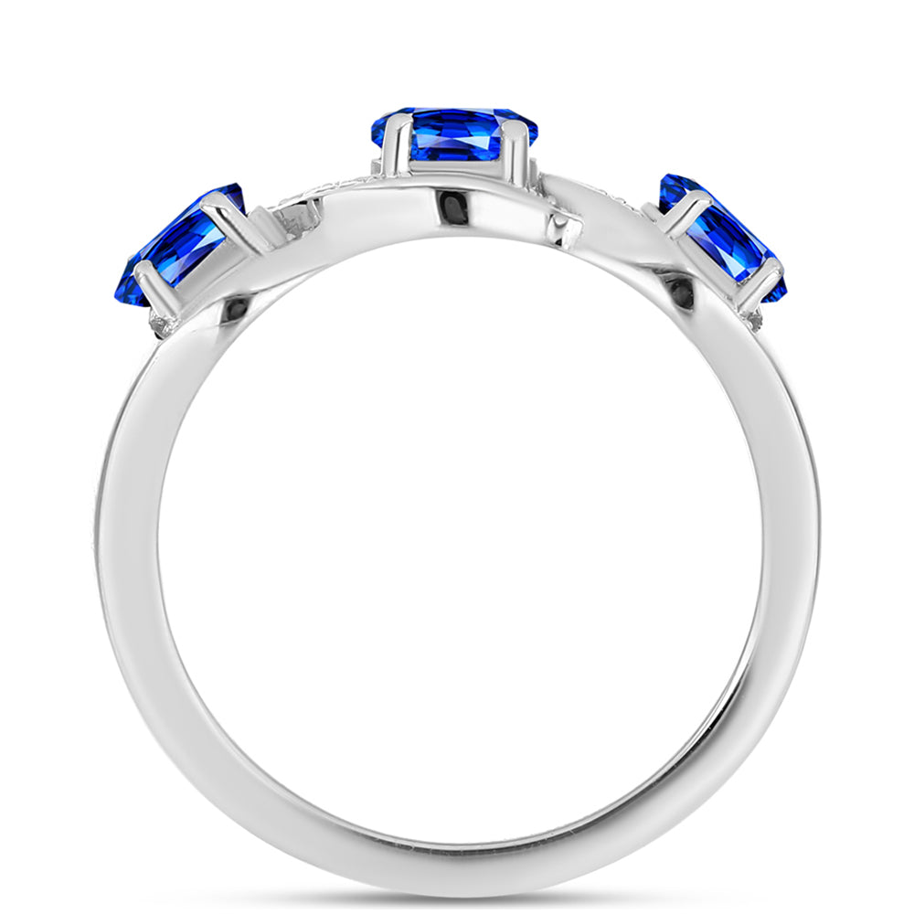 Anillo de Plata con Zafiro Azul Australiano y Topacio Blanco 6 