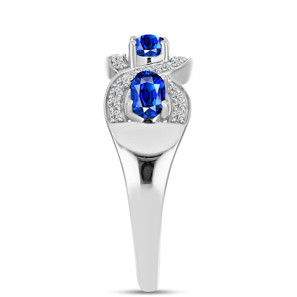 Anillo de Plata con Zafiro Azul Australiano y Topacio Blanco 8 