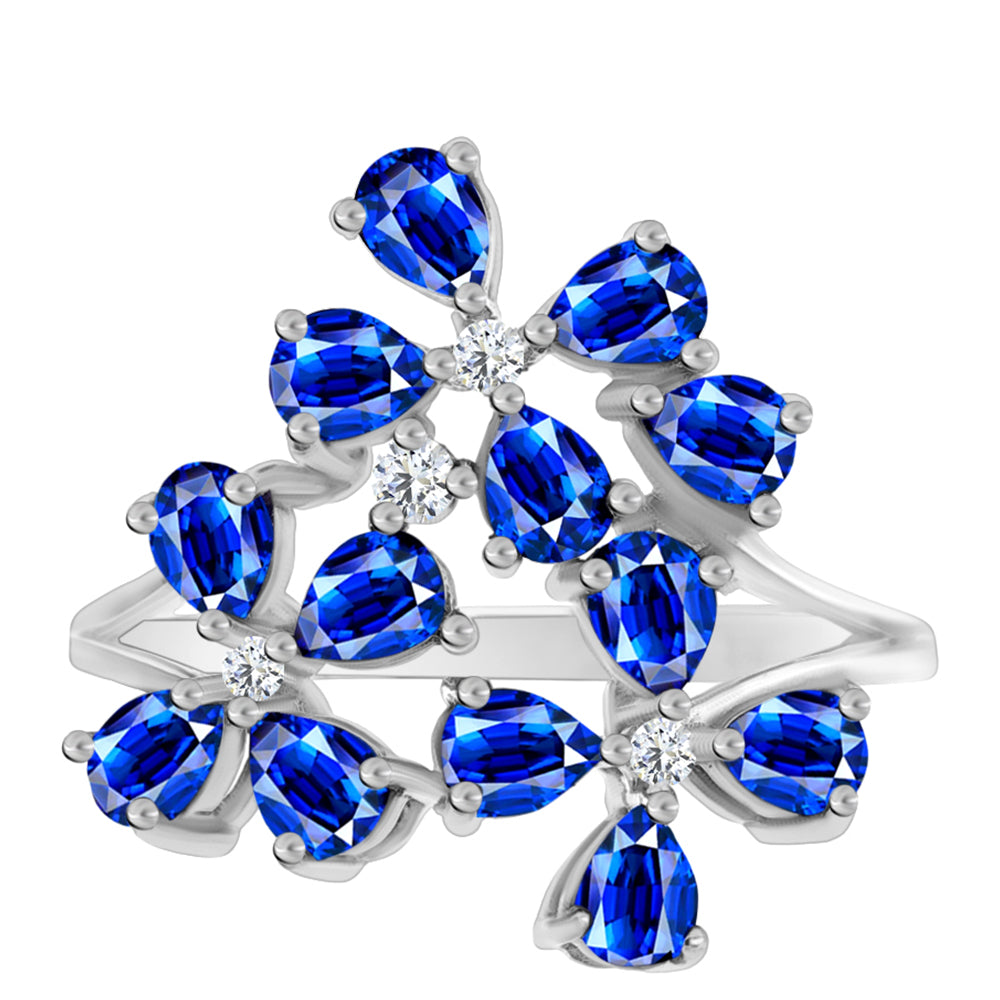 Anillo de Plata con Zafiro Azul Australiano y Topacio Blanco 1 