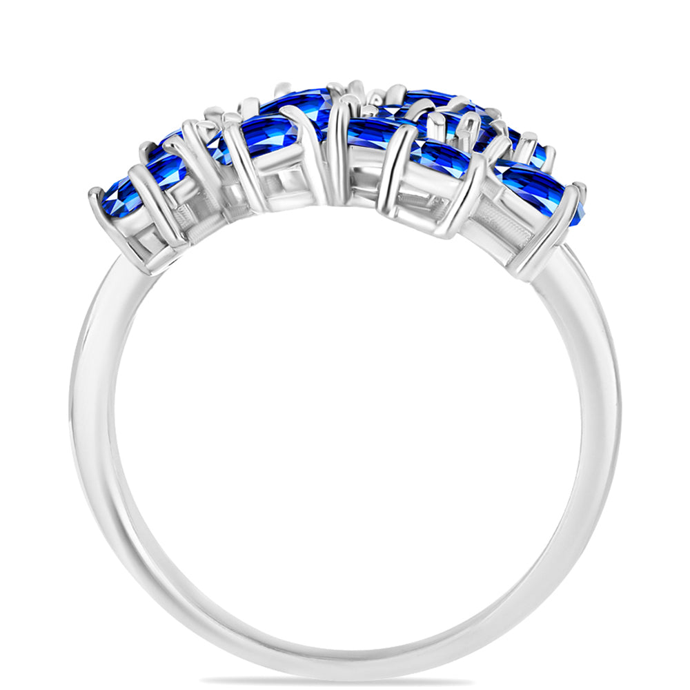 Anillo de Plata con Zafiro Azul Australiano y Topacio Blanco 2 