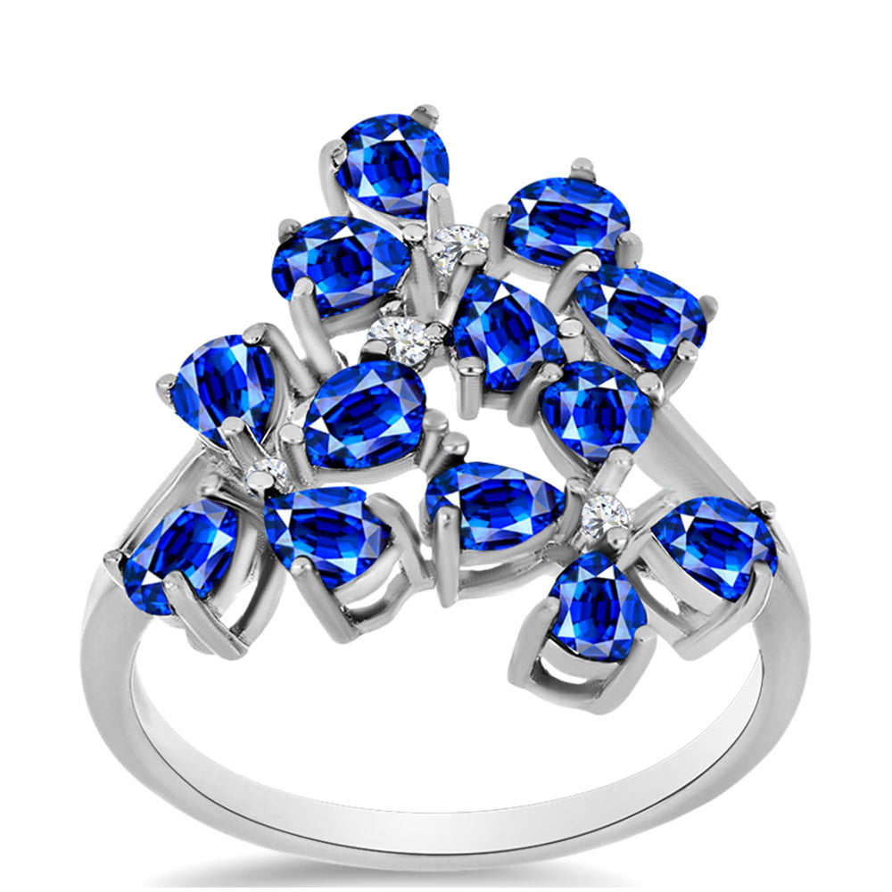 Anillo de Plata con Zafiro Azul Australiano y Topacio Blanco 7 