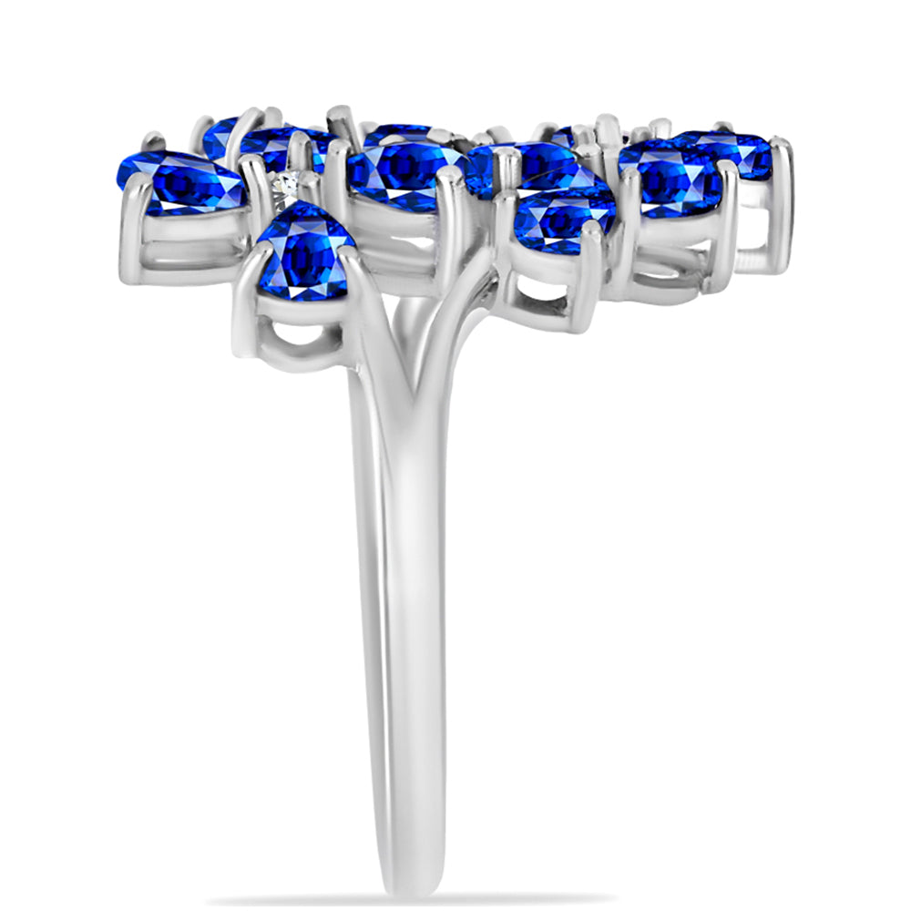 Anillo de Plata con Zafiro Azul Australiano y Topacio Blanco 4 