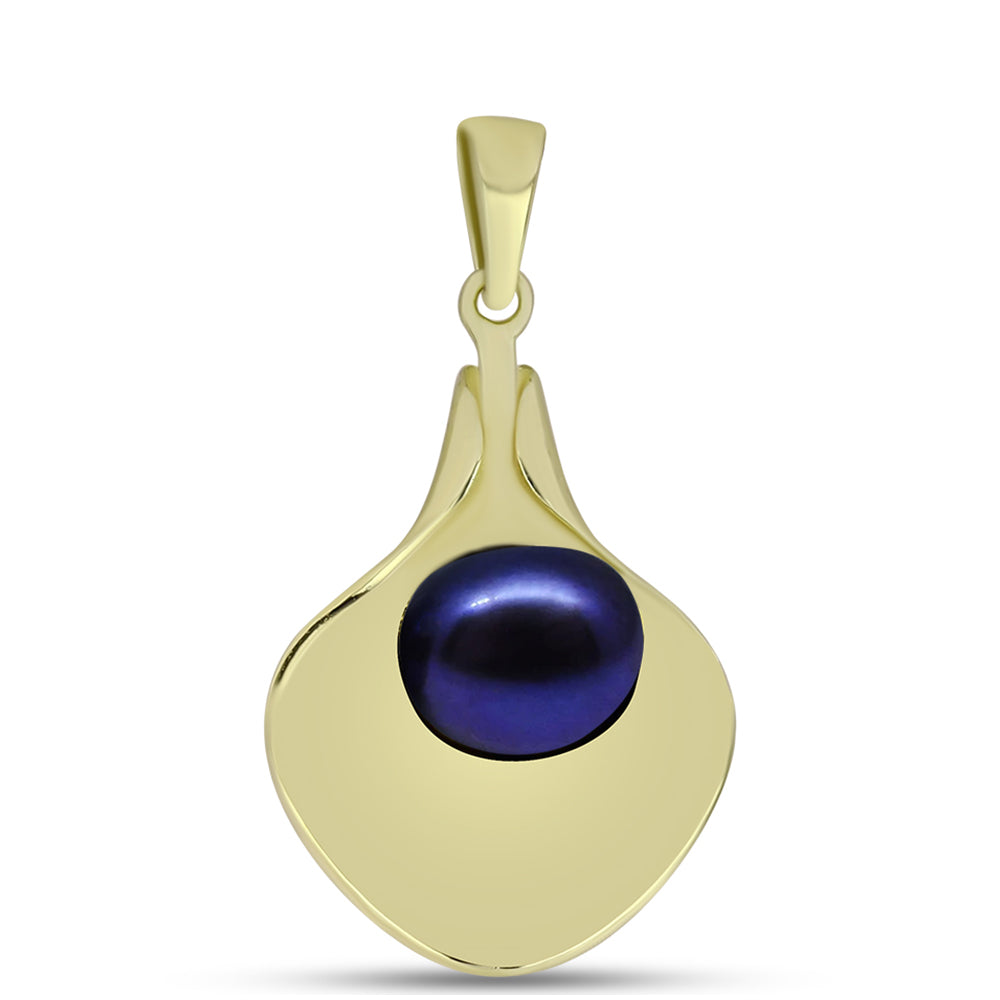 Colgante de Plata Bañada en Oro con Perla Negra de Agua dulce 1 