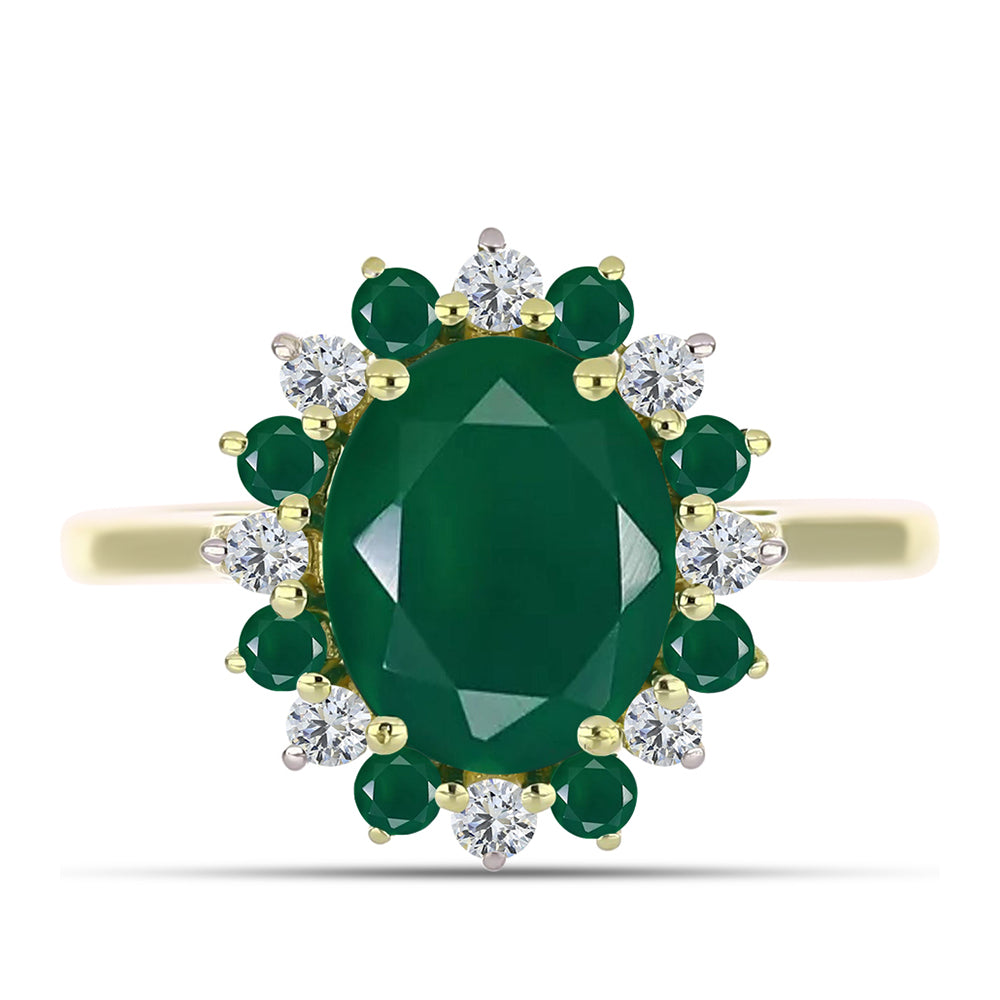 Anillo de Plata Bañada en Oro con Ágata Verde 1 
