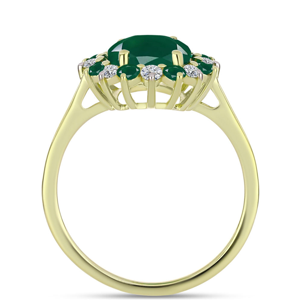 Anillo de Plata Bañada en Oro con Ágata Verde