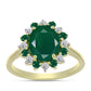 Anillo de Plata Bañada en Oro con Ágata Verde