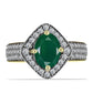 Anillo de Plata Bañada en Oro con Ágata Verde y Topacio Blanco