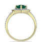 Anillo de Plata Bañada en Oro con Ágata Verde y Topacio Blanco