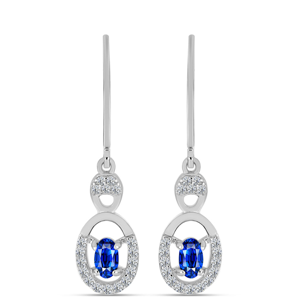Pendientes de Plata con Zafiro Azul Australiano y Topacio Blanco 3 