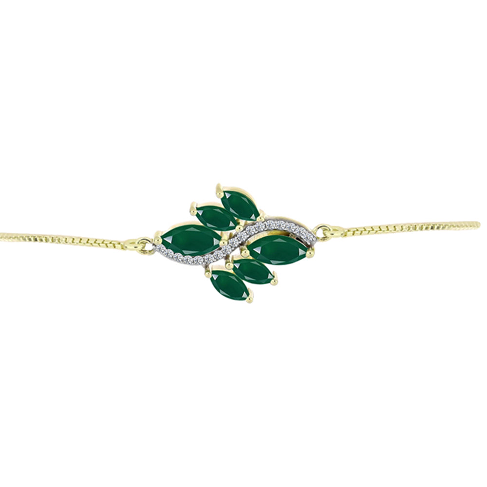 Pulsera de Plata Bañada en Oro con Ágata Verde 2 