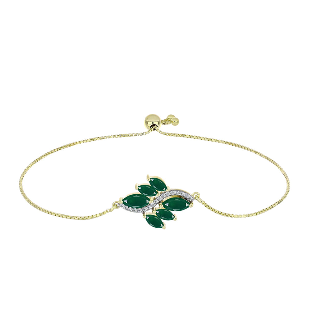 Pulsera de Plata Bañada en Oro con Ágata Verde 1 