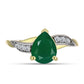 Anillo de Plata Bañada en Oro con Ágata Verde y Topacio Blanco