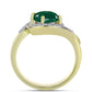 Anillo de Plata Bañada en Oro con Ágata Verde y Topacio Blanco