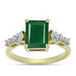 Anillo de Plata Bañada en Oro con Ágata Verde y Topacio Blanco