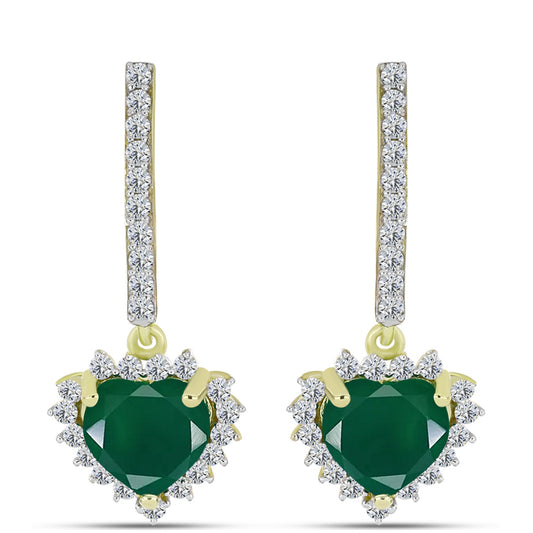 Pendientes de Plata Bañada en Oro con Ágata Verde y Topacio Blanco
