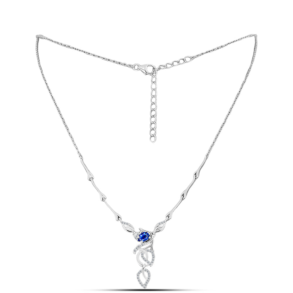 Collar de Plata con Zafiro Azul Australiano y Topacio Blanco 1 