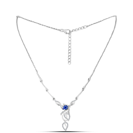 Collar de Plata con Zafiro Azul Australiano y Topacio Blanco