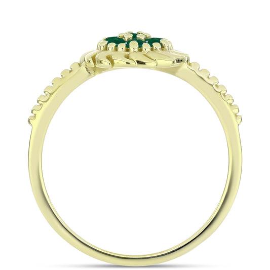 Anillo de Plata Bañada en Oro con Ágata Verde