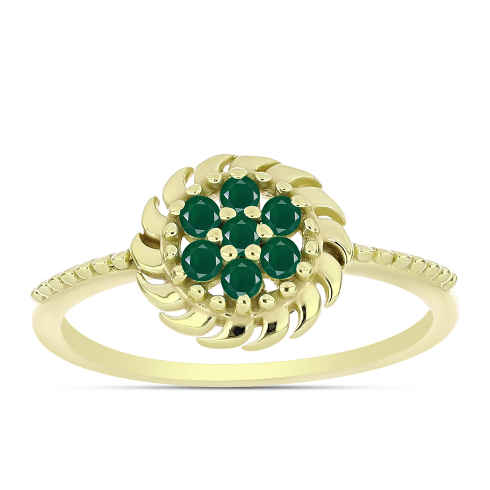 Anillo de Plata Bañada en Oro con Ágata Verde