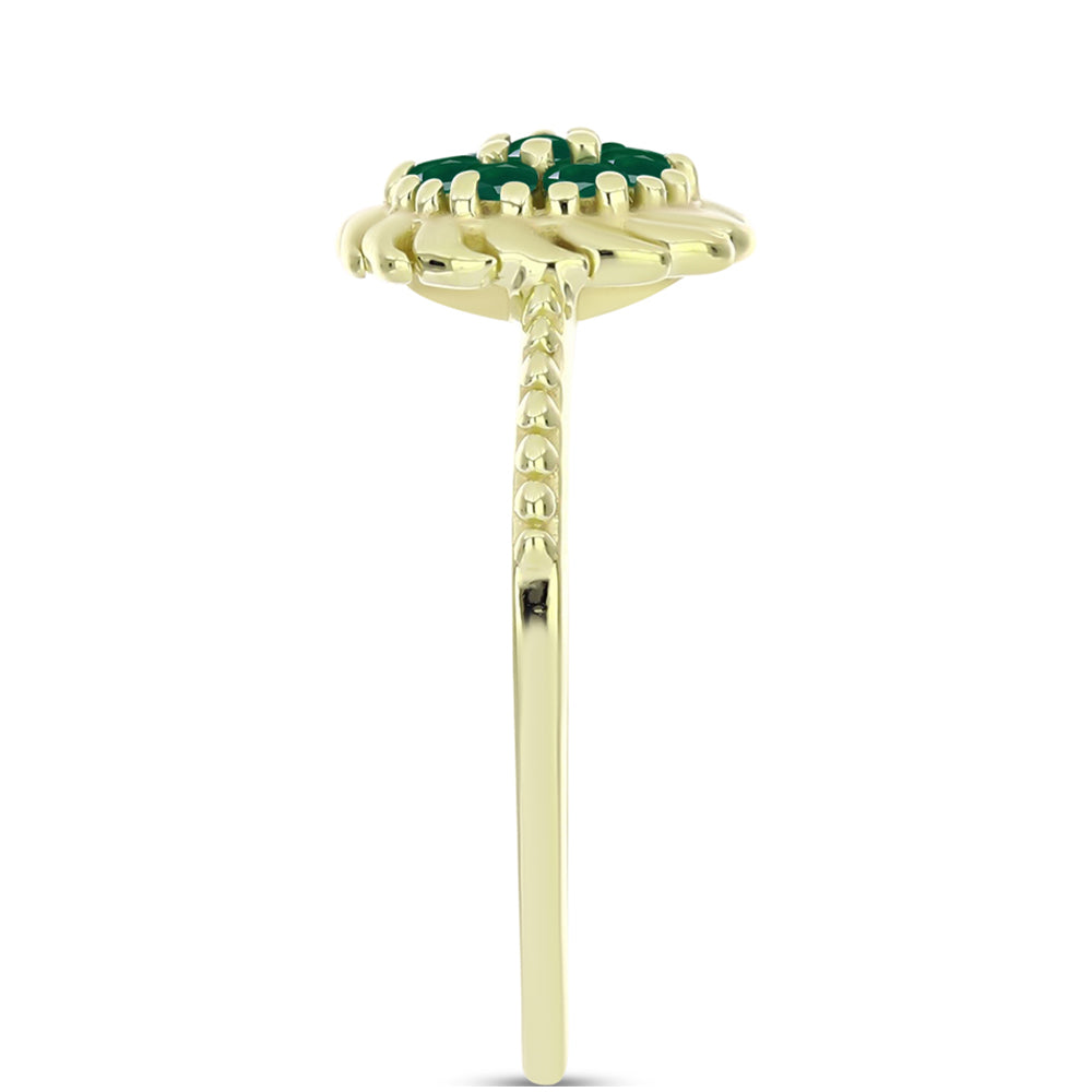 Anillo de Plata Bañada en Oro con Ágata Verde