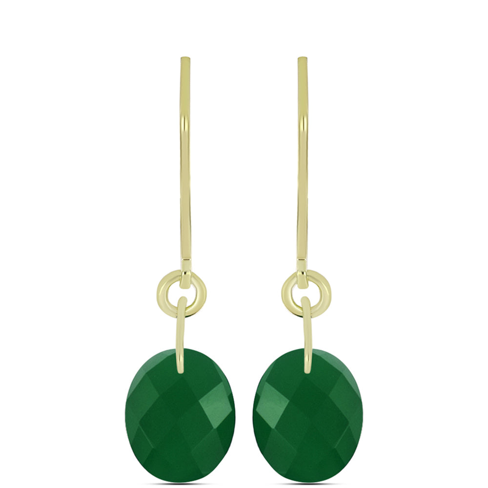 Pendientes de Plata Bañada en Oro con Ágata Verde