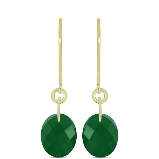 Pendientes de Plata Bañada en Oro con Ágata Verde