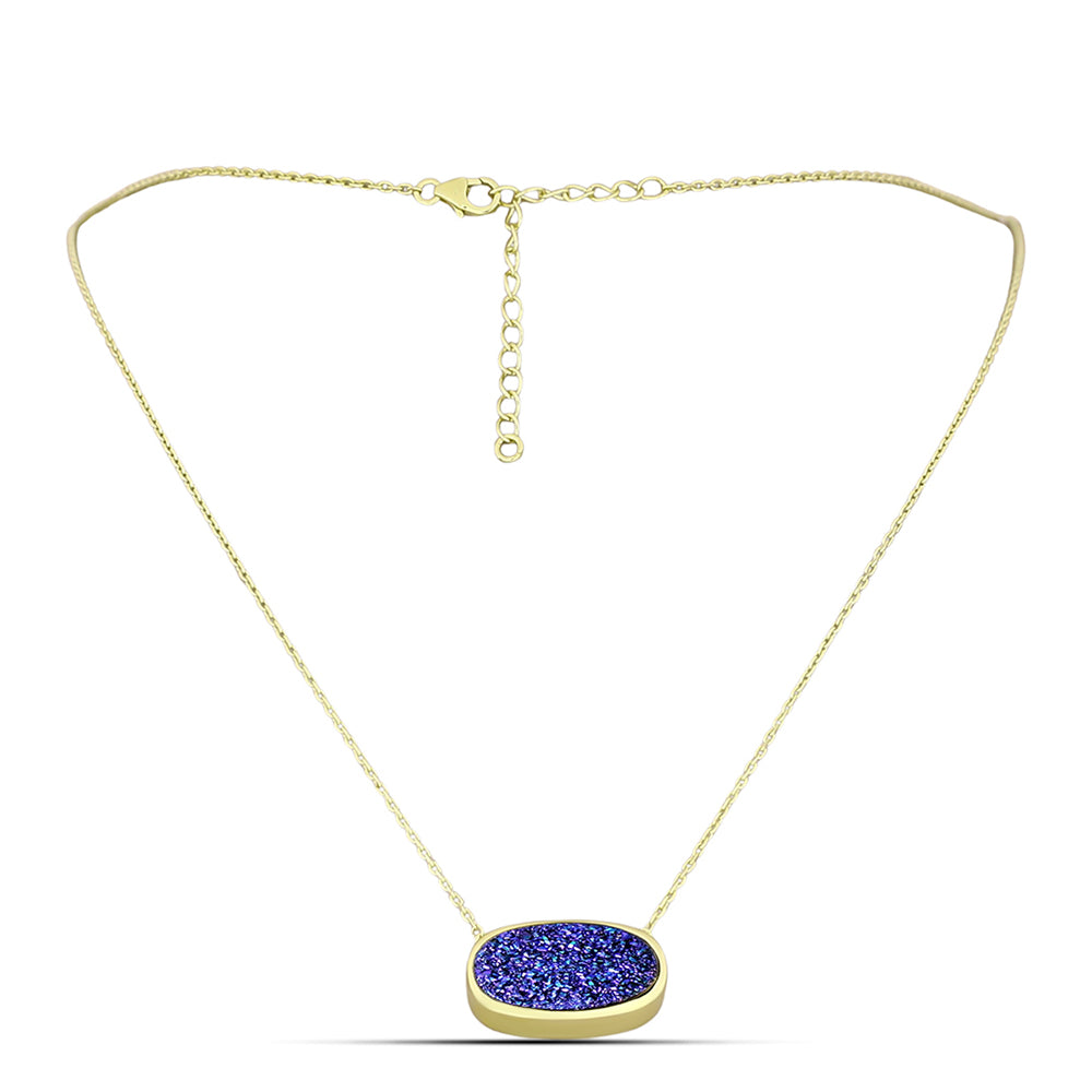 Collar de Plata Bañada en Oro con Drusa Purpura 1 