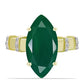 Anillo de Plata Bañada en Oro con Ágata Verde y Topacio Blanco