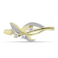 Broche de Plata Bañada en Oro con Diamante blanco y Topacio Blanco