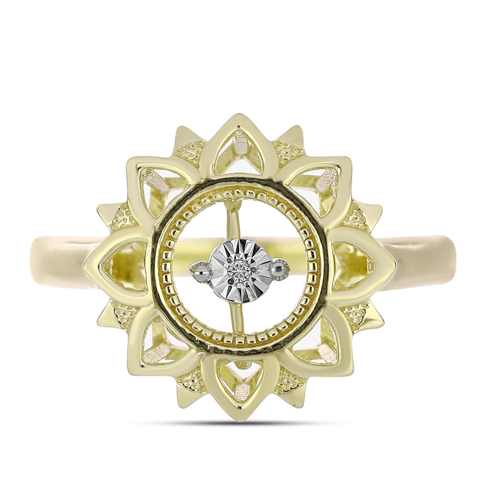Anillo de Plata Bañada en Oro con Diamante blanco