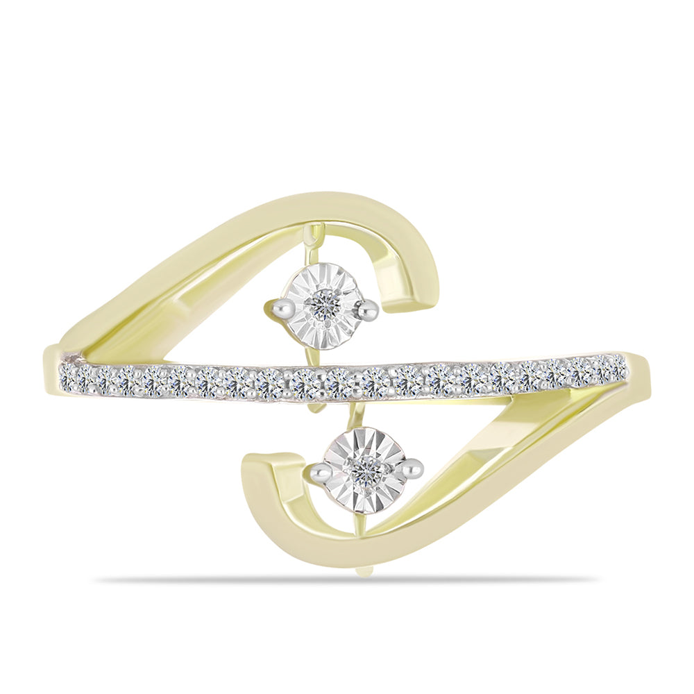 Anillo de Plata Bañada en Oro con Diamante blanco y Topacio Blanco 1 