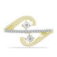Anillo de Plata Bañada en Oro con Diamante blanco y Topacio Blanco